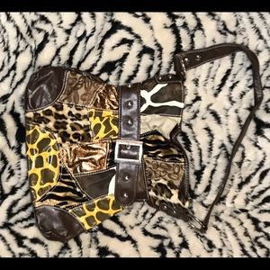 Animal print patchwork bag